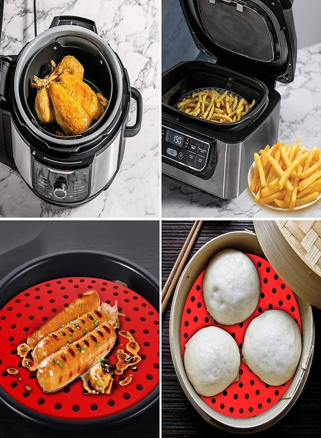 LUPINEZ Air Fryer Silicone Liners - Round Reusable Mats, Non-Stick Basket Replacement for Parchment, Easy Clean Porous (Multi Color, 2 Pcs Round Sheet) - Image 4