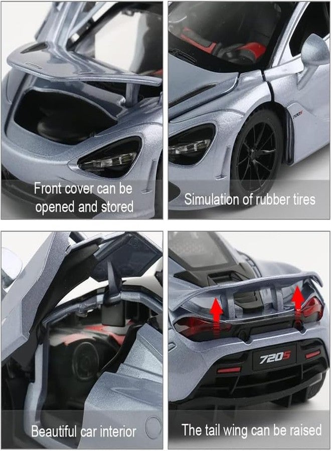 AHBHT Kids Model 1:32 Mc-Laren 720s Die Cast Metal Car Pull Back Action Opening Doors with Realistic Engine Sound Lights Toy Car Gift for Boys - Multi - Image 5