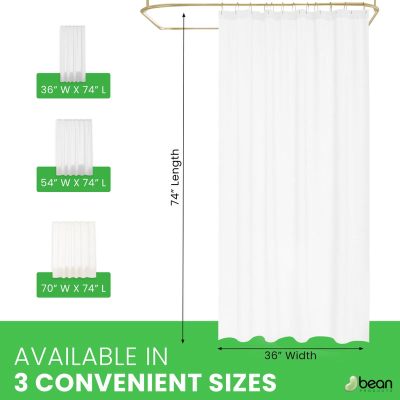 Bean Products FABRIC SHOWER CURTAIN LINER - Standard Stall Size - A Stylish Quality Bathroom Drape - Earth Friendly, Non-Toxic + Odor-Free Cotton Liner - Light-Weight Washable White Shower Curtain - 36x74 WC - Image 5