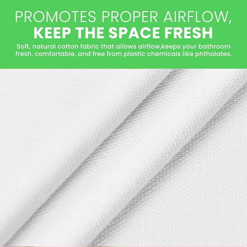 Bean Products FABRIC SHOWER CURTAIN LINER - Standard Stall Size - A Stylish Quality Bathroom Drape - Earth Friendly, Non-Toxic + Odor-Free Cotton Liner - Light-Weight Washable White Shower Curtain - 36x74 WC - Image 4