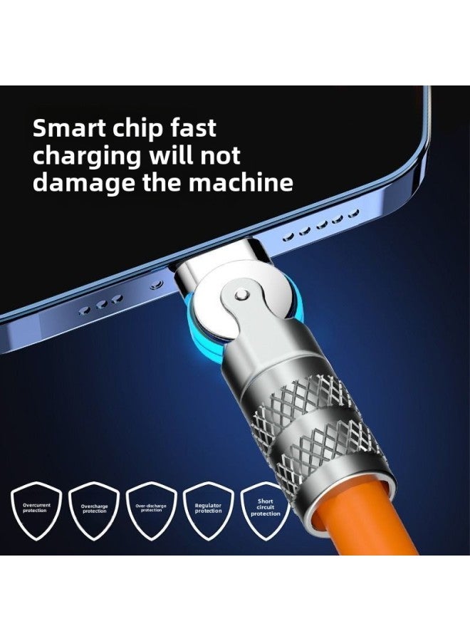 USB Extension Line Android Rotating With Light 500W Flash Charging Data Line Bold Fast Charging For Huawei OPPO Glory-Color:Blue  Bold Zinc Alloy: Android-bold Process  Indicator Light/do Not Damage The Machine  - Image 5