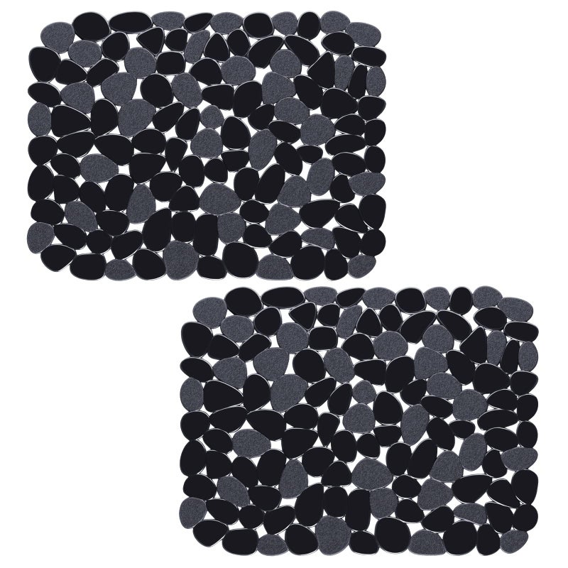 Bligli Pebble Sink Mat for Stainless SteelCeramic Sinks 2 Pack PVC Sink Protectors Mats for Bottom of Kitchen Sink Dish Drying Mat for Dishes and Glassware 157 x 118 inch Black