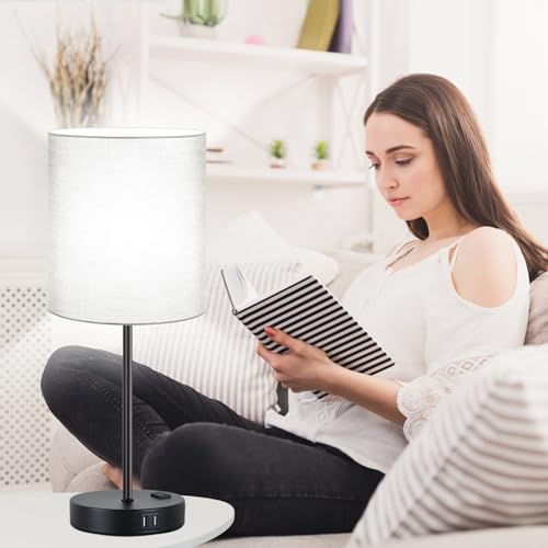 Lynnoland Set of 2 Touch Control Table Lamps with 2 USB & AC Outlet, 3-Way Dimmable Bedside Nightstand Lamps for Bedroom Living Room Nursery, 800 Lumens 5000K Daylight Bulbs Included - Image 5