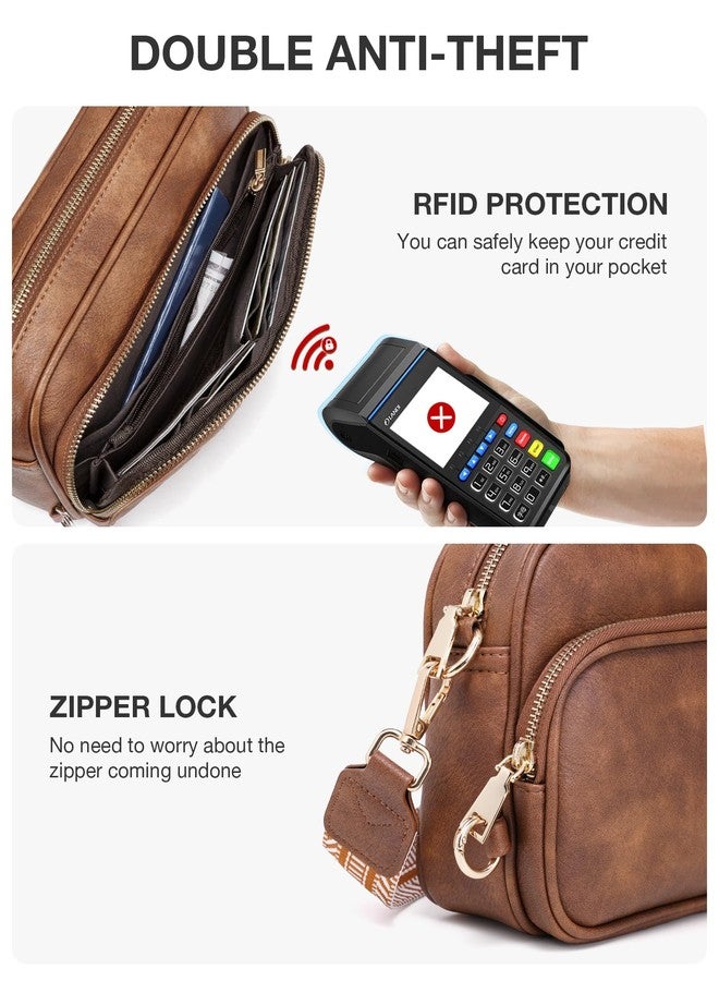 CHOLISS Small Purses for Women, Travel Purses Anti Theft Crossbody Bags for Women, Vegan Leather with Adjustable Wide Guitar Strap, Brown - Image 3
