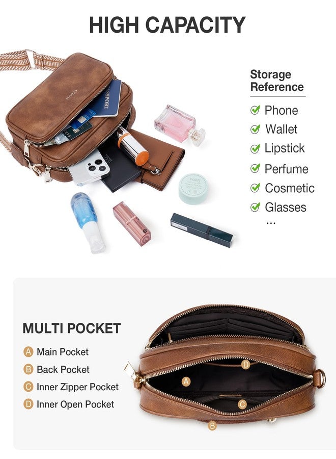 CHOLISS Small Purses for Women, Travel Purses Anti Theft Crossbody Bags for Women, Vegan Leather with Adjustable Wide Guitar Strap, Brown - Image 5