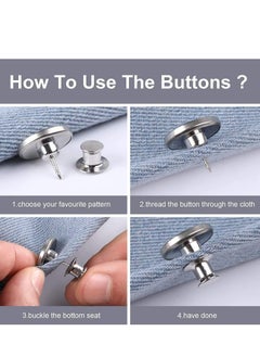 KASTWAVE Pants Button, Replacement Jean Buttons No-Sew Instant Button Detachable, Removable Adjustable Metal Button to Extend or Reduce Pants Waist Size, Button Pins (12 Sets 17mm)  - Image 5