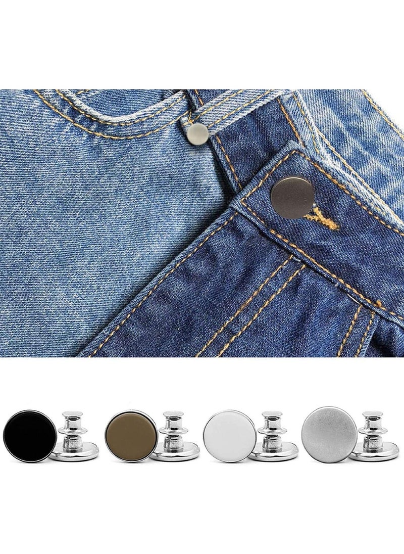KASTWAVE - Pants Button, Replacement Jean Buttons No-Sew Instant Button Detachable, Removable Adjustable Metal Button to Extend or Reduce Pants Waist Size, Button Pins (12 Sets 17mm) - Image 1