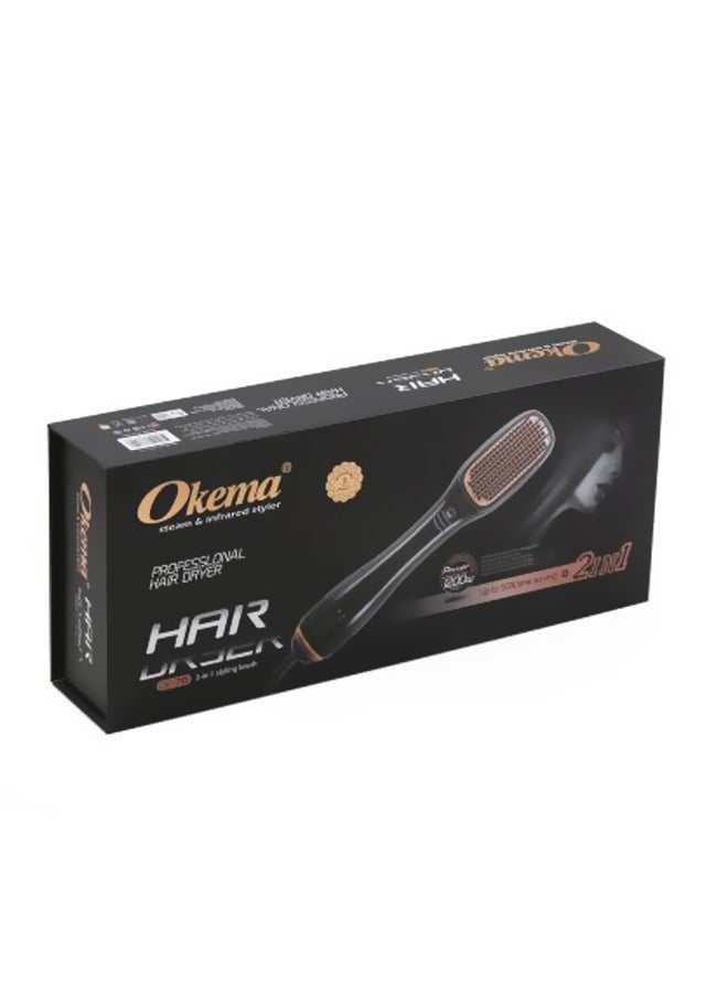 Okema 2-In-1 Hair Styling Brush Purple/Black 20cm - Image 4