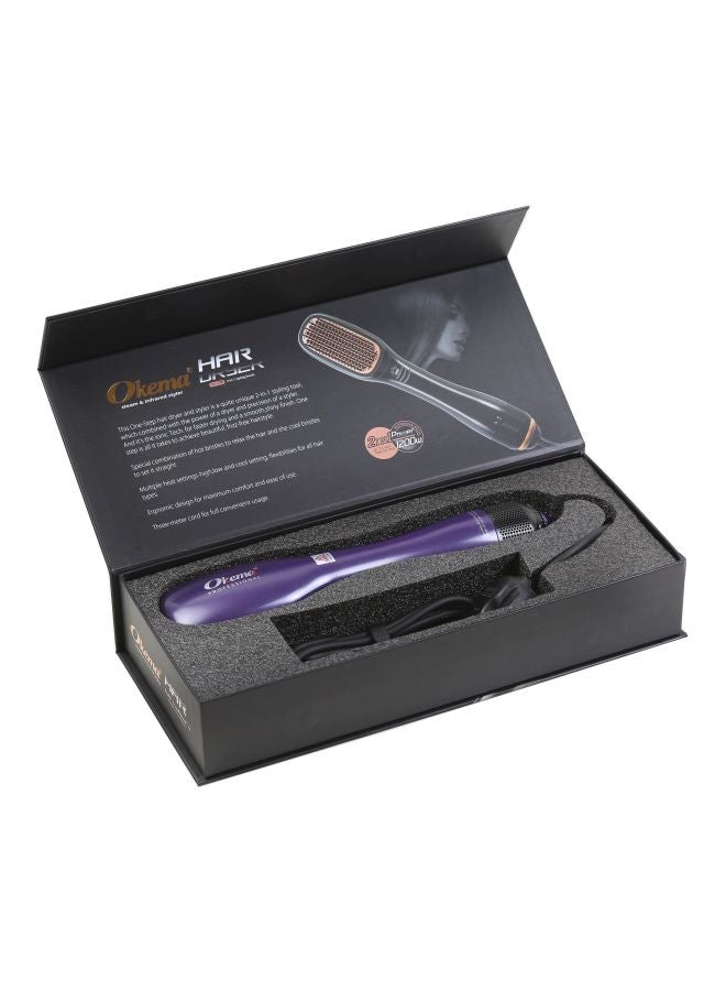 Okema 2-In-1 Hair Styling Brush Purple/Black 20cm - Image 3