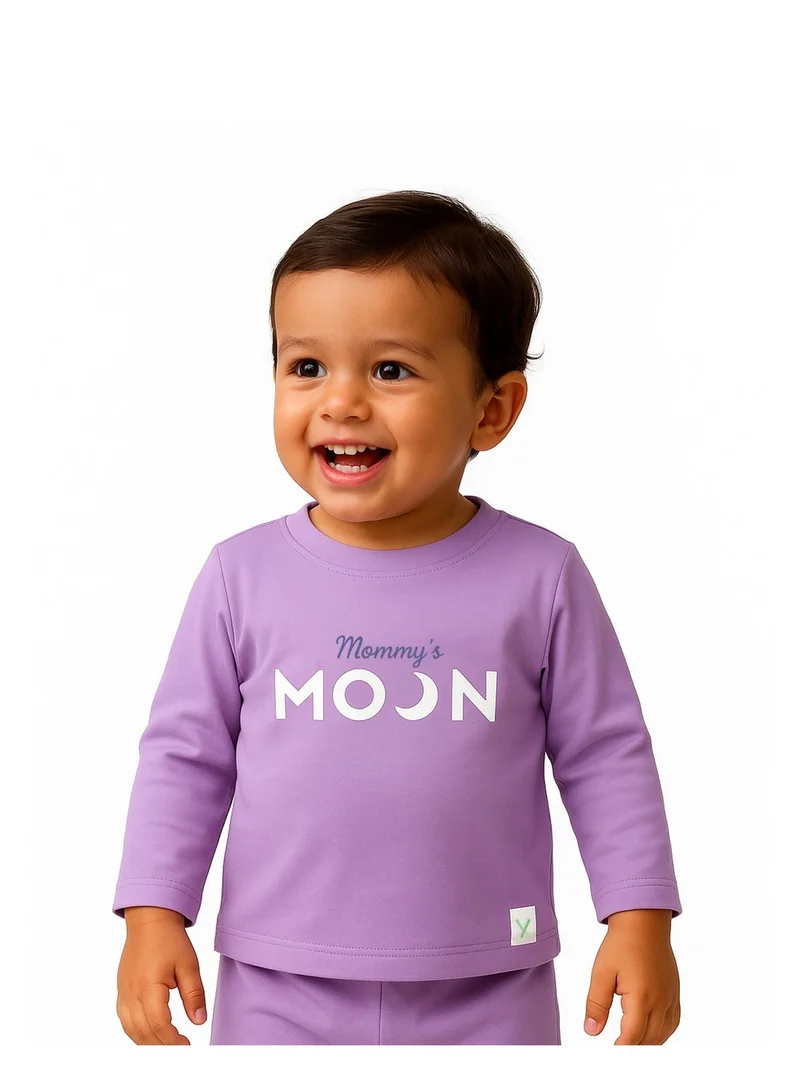 LUAY Unisex 100% Bamboo based Ultra- Soft fabric Full Sleeve T-Shirt with Mommy's Moon Print- Wisteria Purple