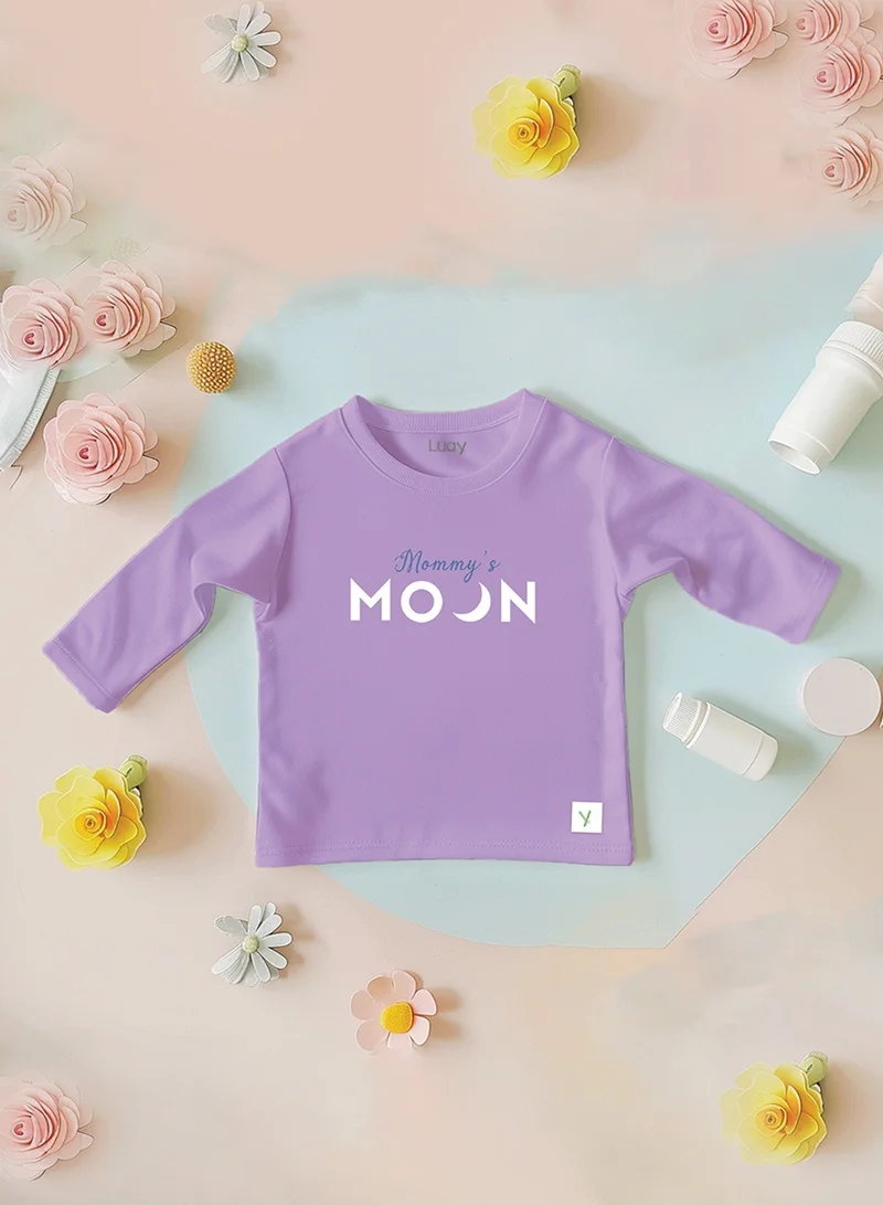 LUAY Unisex 100% Bamboo based Ultra- Soft fabric Full Sleeve T-Shirt with Mommy's Moon Print- Wisteria Purple