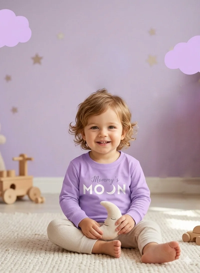 LUAY Unisex 100% Bamboo based Ultra- Soft fabric Full Sleeve T-Shirt with Mommy's Moon Print- Wisteria Purple