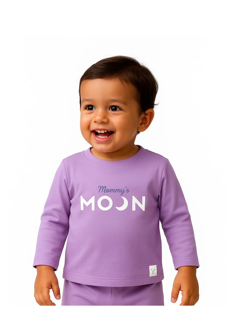 LUAY Unisex 100% Bamboo based Ultra- Soft fabric Full Sleeve T-Shirt with Mommy's Moon Print- Wisteria Purple