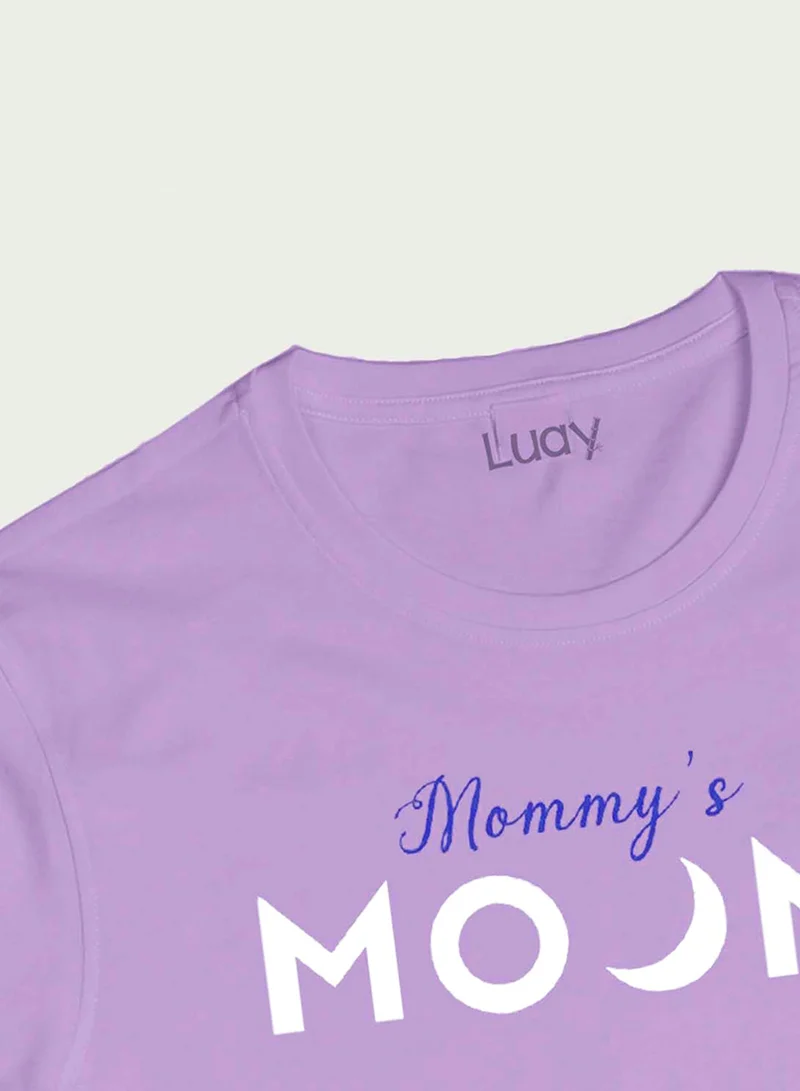 Luay Single Unisex 100% Bamboo based Ultra- Soft fabric Full Sleeve T-Shirt with Mommy's Moon Print- Wisteria Purple for Men | Best Price UAE