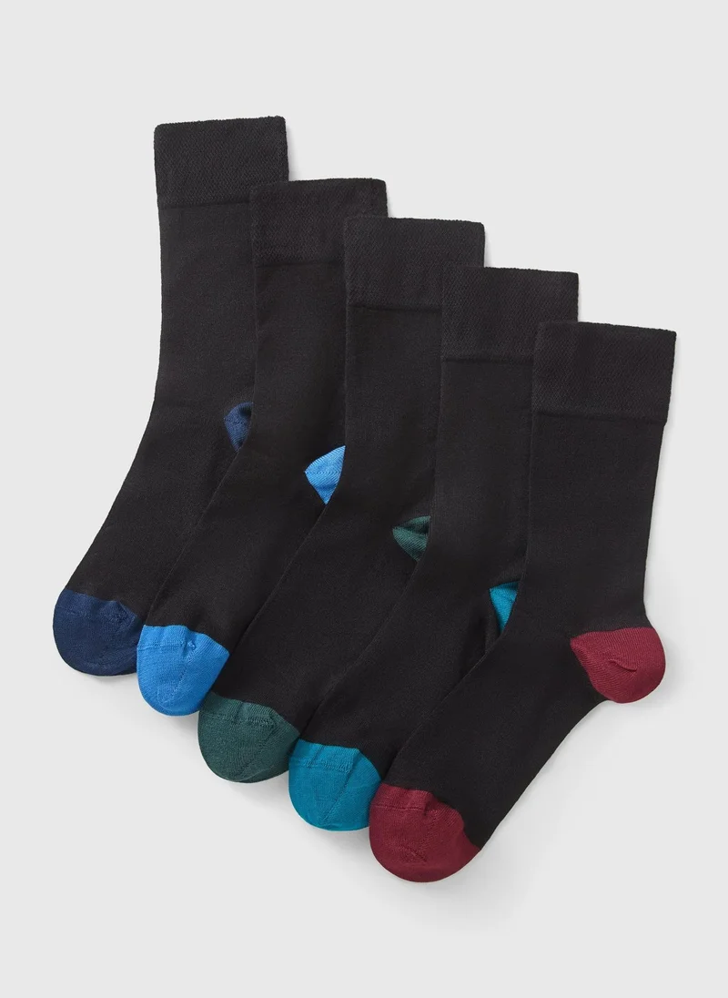 ماتلان Flexi Top 5 Pack Black Coloured Toe Socks