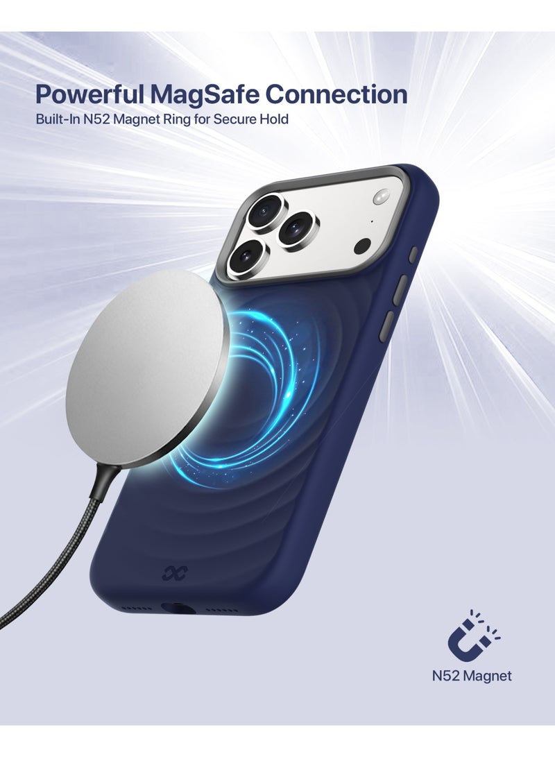 INFINYTY iPhone 17 Pro Max Premium Ripple Silicone Case with Metallic Camera Frame- QuiverX Blue, MagSafe Compatible, Slim, Shockproof Cover with Ultra-Soft Microfiber Lining, Mil. Grade Drop Protection, Light-Weight, Raised Edges for Secure Grip - Image 3