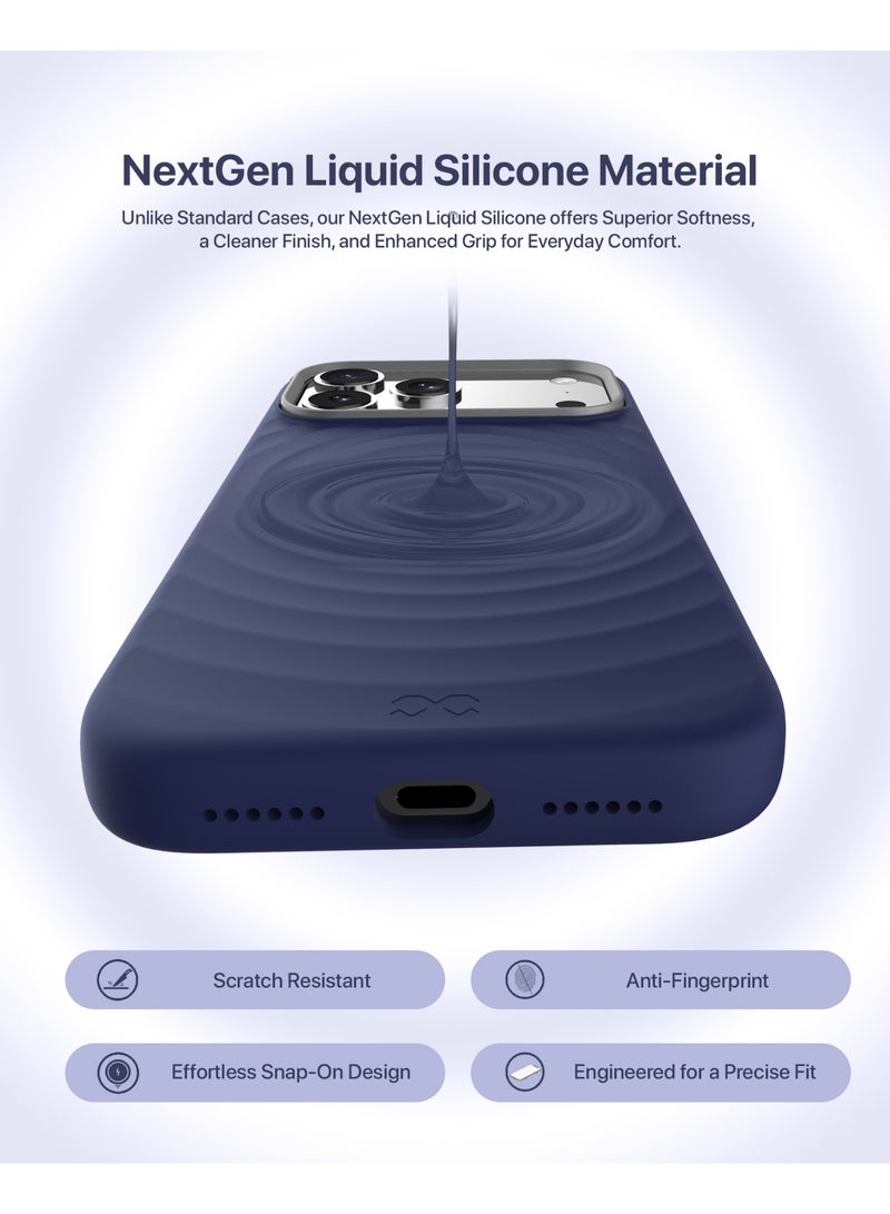 INFINYTY iPhone 17 Pro Max Premium Ripple Silicone Case with Metallic Camera Frame- QuiverX Blue, MagSafe Compatible, Slim, Shockproof Cover with Ultra-Soft Microfiber Lining, Mil. Grade Drop Protection, Light-Weight, Raised Edges for Secure Grip - Image 2