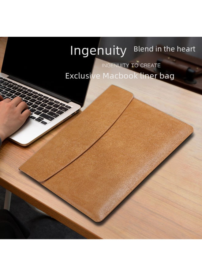 Macbook13-14-16 Inch Liner Oil Edge Technology For Apple Notebook Protective Cover M1/M2 New-Color:Litchi Grain-gray (liner Bag + Power Pack)-Applicable Model:13 Inch (A1708/1706/1989/A2337/A2338)  - Image 3