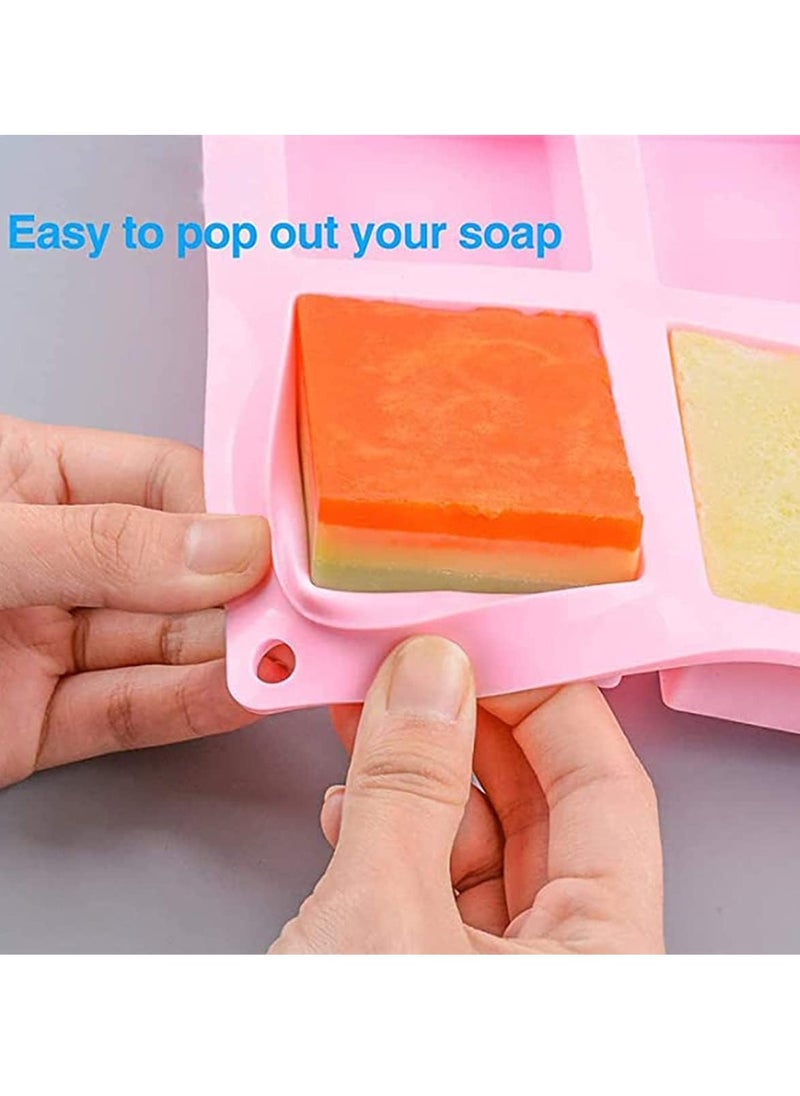SYOSI - 3 Pack Silicone Soap Molds 6 Cavities Silicone Soap Mold Rectangle Oval and Flower Shapes Soap Molds Perfect for Soap Making Handmade Cake Chocolate Biscuit Pudding ( Random Color ) - Image 1