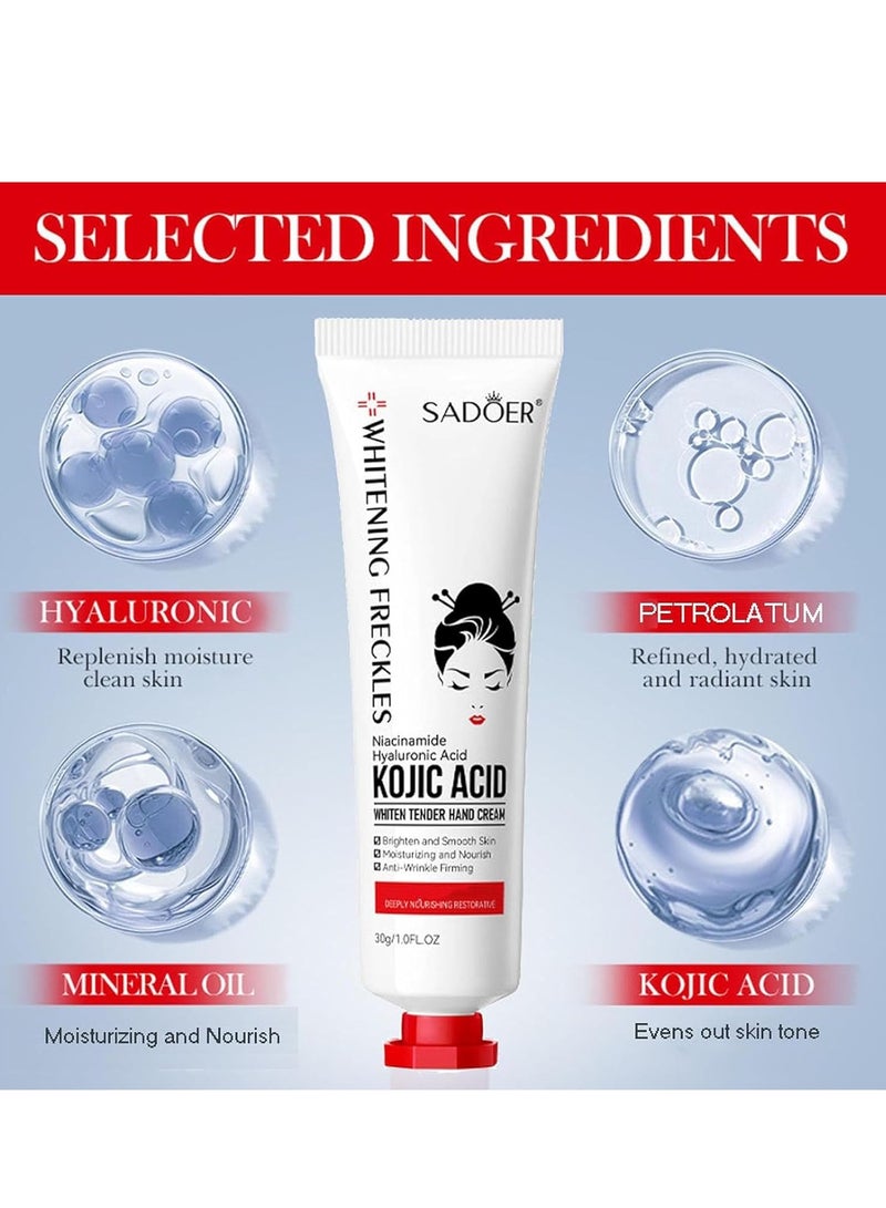 SADOER Kojic Acid Whitening Hand Cream - Fades Freckles, Dark Spots with Niacinamide | Sadoer - Image 2
