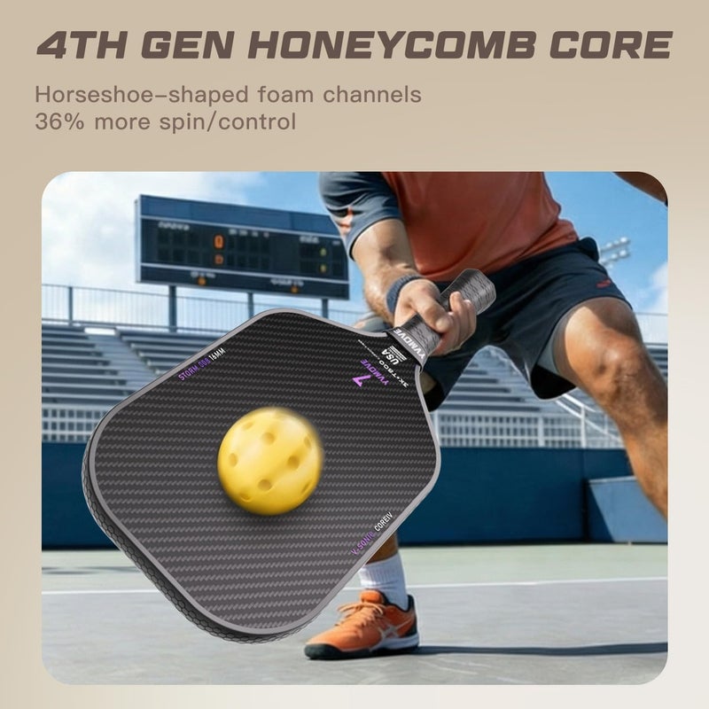 YVmove T800 Carbon Fiber Pickleball Paddle with 16mm V-Sonic IV Dynamic Core - Image 5