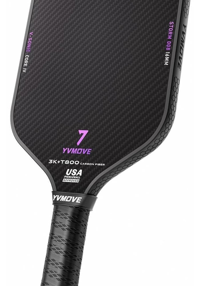 YVmove T800 Carbon Fiber Pickleball Paddle with 16mm V-Sonic IV Dynamic Core - Image 1