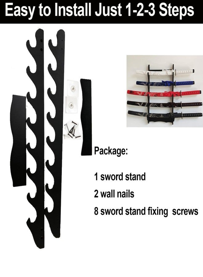 Suprwin Sword Rack Wall Mount Holder, 8-Tier Wooden Stand - Image 5