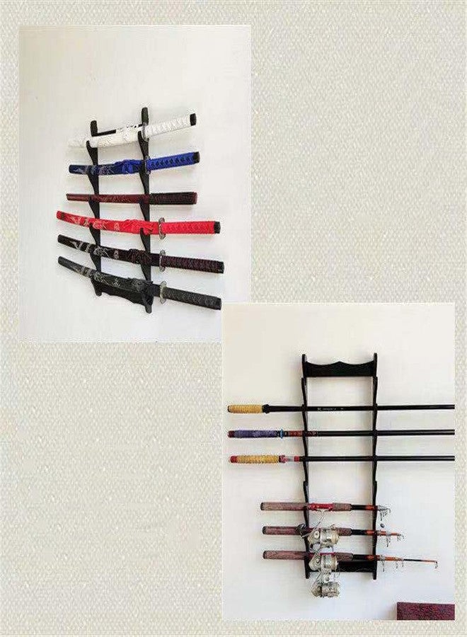 Suprwin Sword Rack Wall Mount Holder, 8-Tier Wooden Stand - Image 2