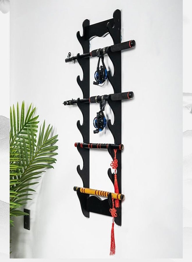 Suprwin Sword Rack Wall Mount Holder, 8-Tier Wooden Stand - Image 3