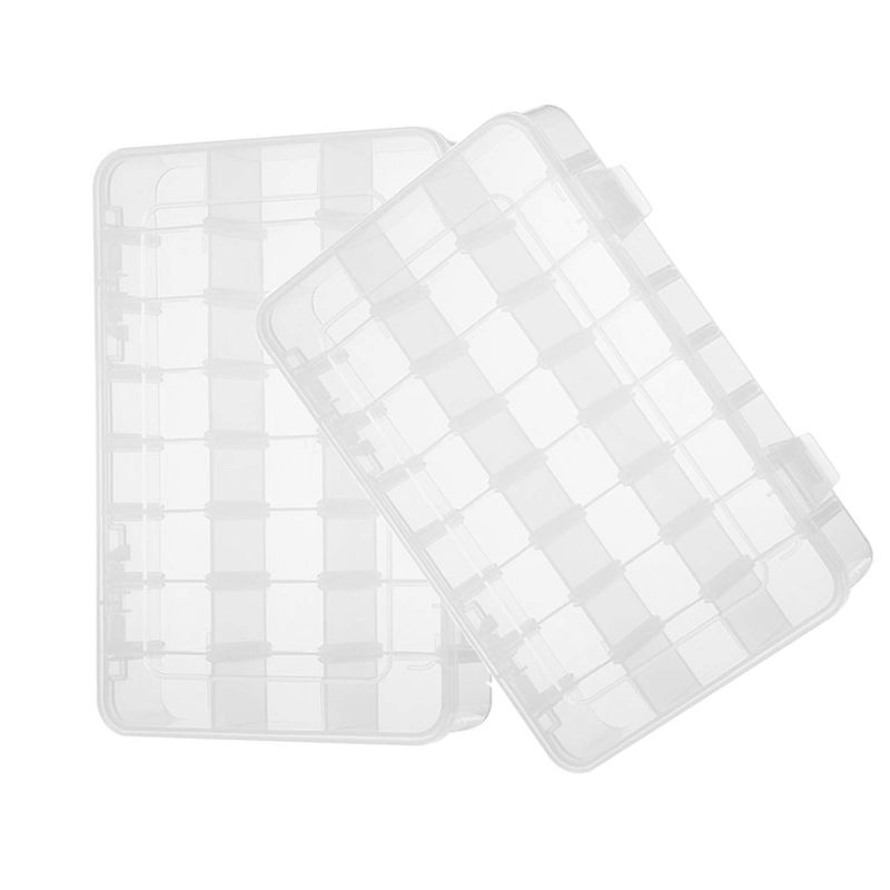 SynSo 2 Pack Plastic Jewelry Organizer Container Storage Box 36 Grids Jewellery Painting Embroidery Box Multipurpose Plastic Storage Containers Adjustable Bead Case - Image 1