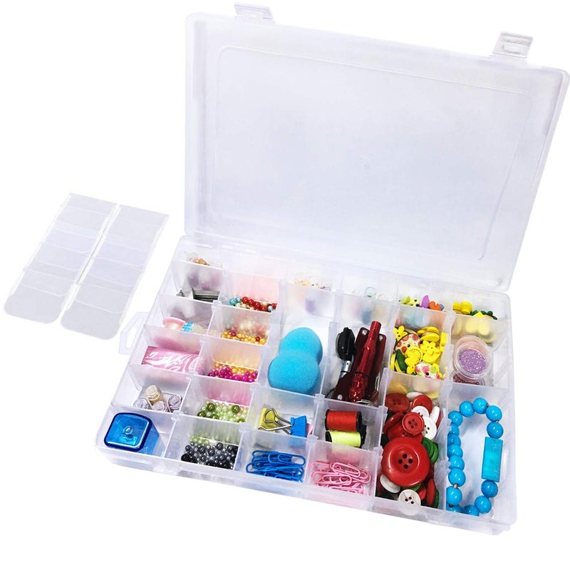 SynSo 2 Pack Plastic Jewelry Organizer Container Storage Box 36 Grids Jewellery Painting Embroidery Box Multipurpose Plastic Storage Containers Adjustable Bead Case - Image 3