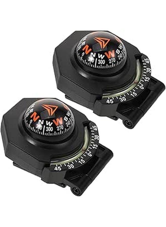 2Pcs Car Compass Dashboard Mount with Inclinometer High Accuracy Navigation for Auto and Boat - Image 1