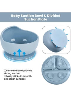 Gonice Silicone Tableware Set Children'S Plate Divider Baby Bib Food Spoon  - Image 5