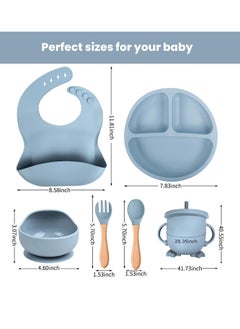 Gonice Silicone Tableware Set Children'S Plate Divider Baby Bib Food Spoon  - Image 2