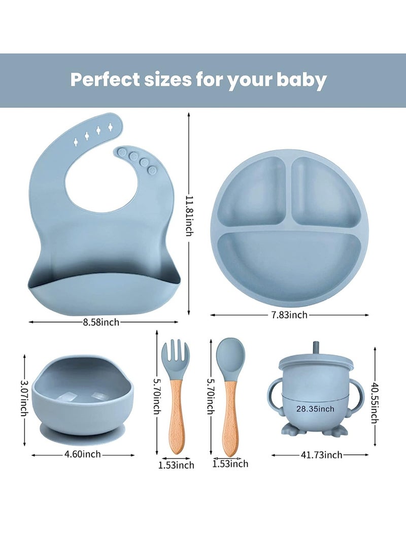 Gonice Silicone Tableware Set Children'S Plate Divider Baby Bib Food Spoon  - Image 2