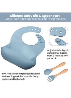 Gonice Silicone Tableware Set Children'S Plate Divider Baby Bib Food Spoon  - Image 3