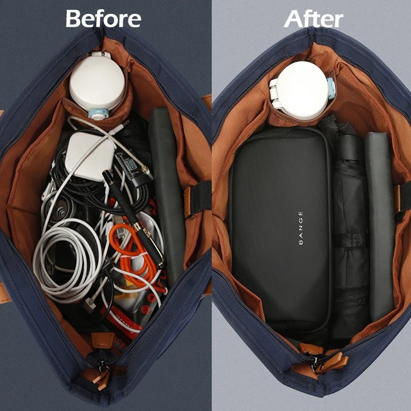 بانجي حقيبة تنظيم Bange Unisex Polyester Light Waterproof Digital USB Cable Storage Hand Bag, Electronics Travel Bag Organizer for Cable Case - Image 5
