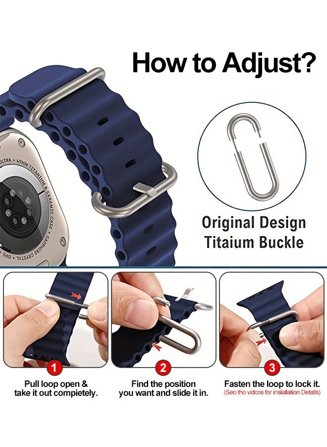 بشكل مختصر [3 قطع] سوار أوشين لساعة أبل 49مم/45مم/44مم/42مم، متوافق مع آي ووتش سلسلة 8/7/الترا/SE/6/5/4/3/2/1، حزام رياضي من السيليكون قابل للتعديل ومقاوم للماء وذو تهوية - Image 2