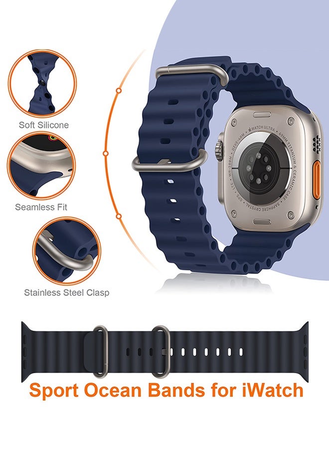 بشكل مختصر [3 قطع] سوار أوشين لساعة أبل 49مم/45مم/44مم/42مم، متوافق مع آي ووتش سلسلة 8/7/الترا/SE/6/5/4/3/2/1، حزام رياضي من السيليكون قابل للتعديل ومقاوم للماء وذو تهوية - Image 5