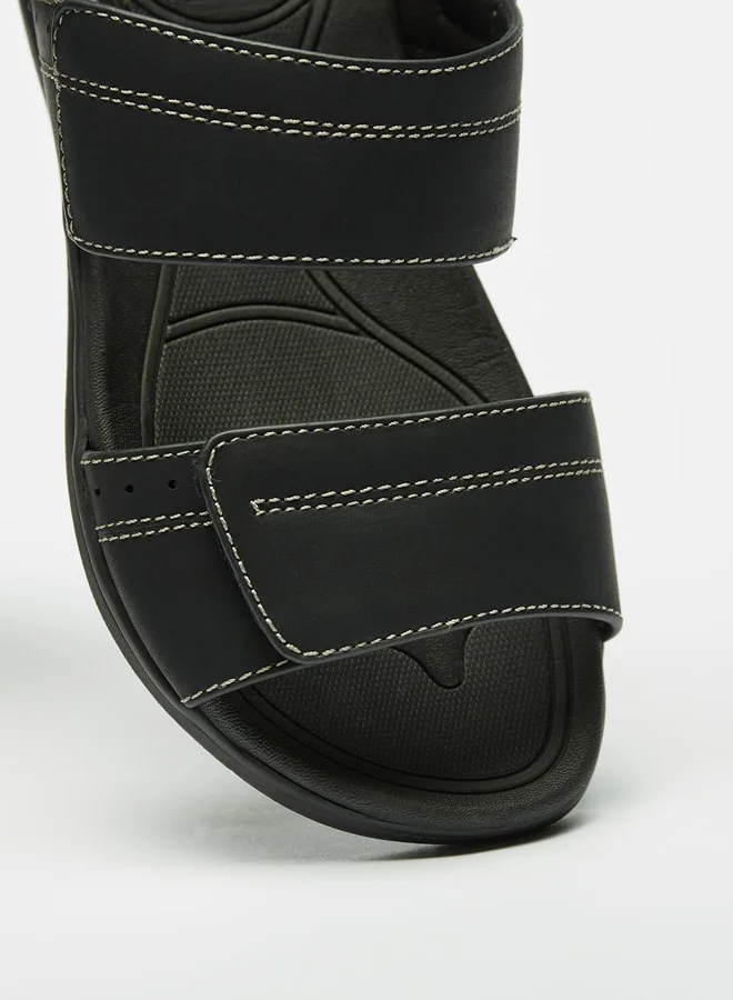 DUCHINI Boys Solid Open Toe Arabic Sandals With Hook And Loop Closure