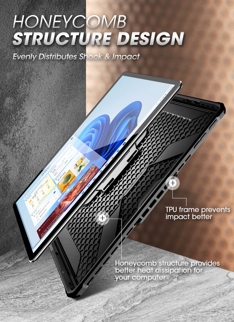SupCase حافظة SUPCASE لجهاز Microsoft Surface Pro 11 مع حامل (يونيكورن بيتل برو)، [حامل قلم] [حماية عسكرية المستوى] غلاف لوحي ثقيل ومتين لجهاز Surface Pro 11 / Pro 10 / Pro 9، أسود - Image 3