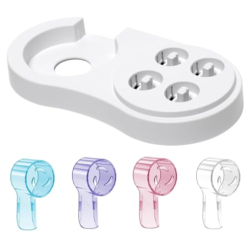 seplouis Toothbrush Head Covers & Toothbrush Holder for Oral B & iO Series, Multicolor and White - Image 1