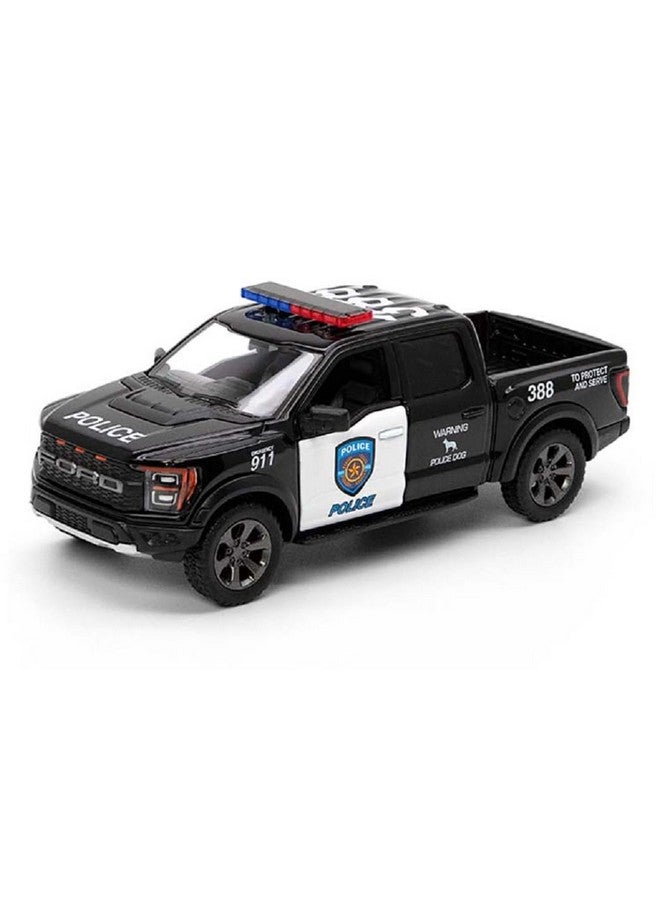 KiNSMART 2022 Ford F-150 Raptor Police Edition 5 Inch 1:46 Scale Die Cast Metal Model Toy Truck