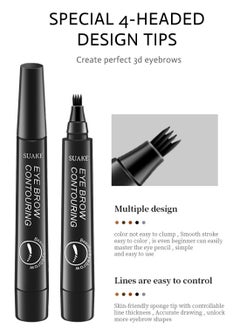 SUAKE Eyebrow Contouring Pen with Tint 4-Tip Brow Fork Natural Smudge-Proof Long-Lasting Waterproof Eye Makeup for Women  - Image 3