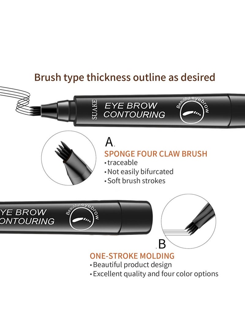 SUAKE Eyebrow Contouring Pen with Tint 4-Tip Brow Fork Natural Smudge-Proof Long-Lasting Waterproof Eye Makeup for Women  - Image 4