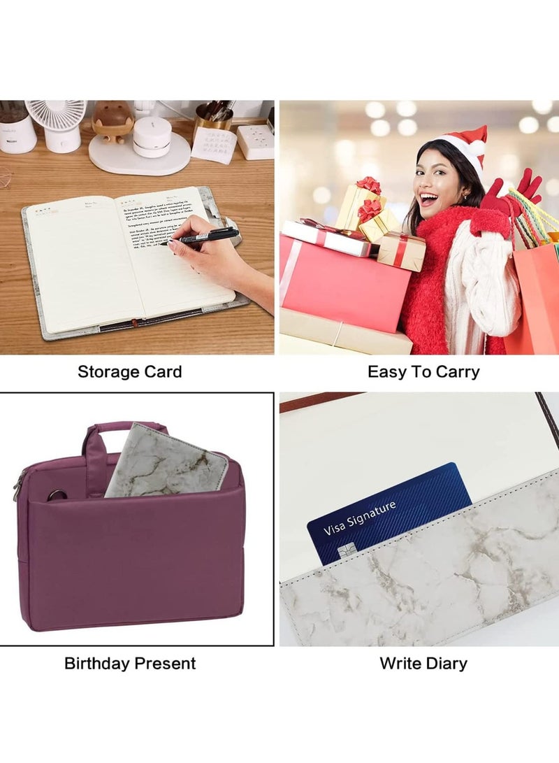 Diary with Lock, A5 Marble PU Leather Creative Journal Notebook Writing Planner Organizer Travel Pen Holder for Man Women Teenager 192 Pages (grey) - Image 2