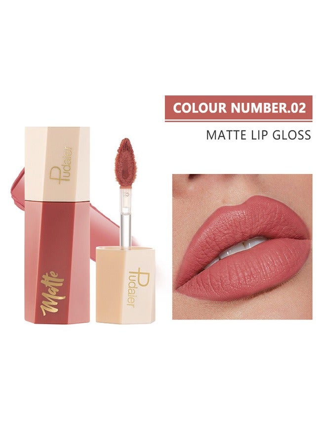 pudaier Matte Liquid Lipstick, Lip Gloss Lip Stain Waterproof Long Lasting, Non-Stick Cup Not Fade, Professional Lip Gloss Makeup Gift for Women（#02） - Image 1