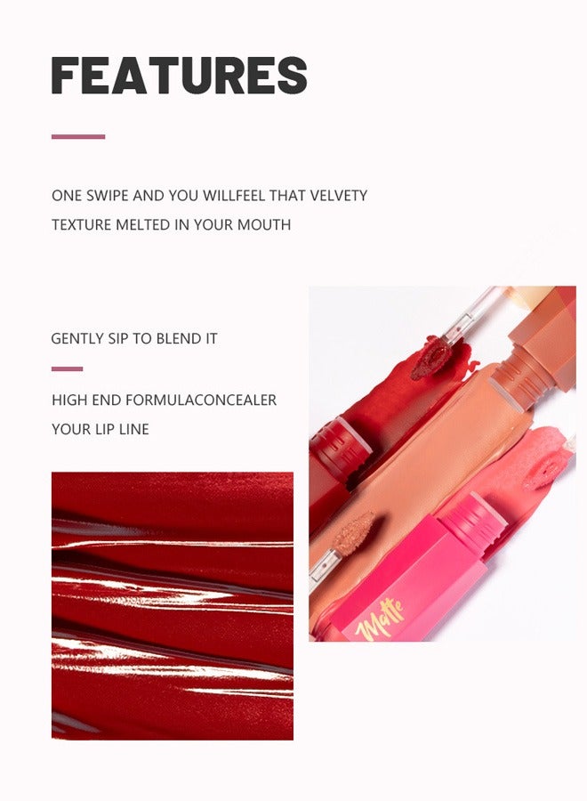 pudaier Matte Liquid Lipstick, Lip Gloss Lip Stain Waterproof Long Lasting, Non-Stick Cup Not Fade, Professional Lip Gloss Makeup Gift for Women（#02） - Image 3