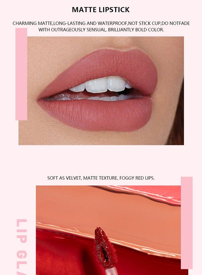 pudaier Matte Liquid Lipstick, Lip Gloss Lip Stain Waterproof Long Lasting, Non-Stick Cup Not Fade, Professional Lip Gloss Makeup Gift for Women（#02） - Image 4