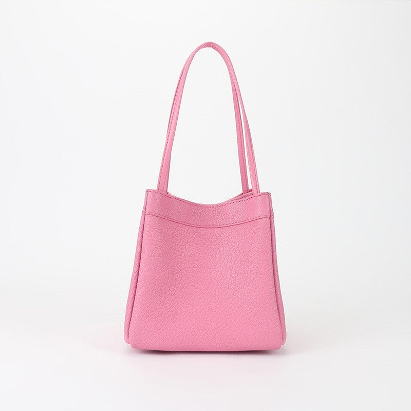 Niche Design Portable Vegetable Basket Large Capacity Commuter Tote Bag Genuine Leather Shoulder Wings Women'S Bag - Image 1